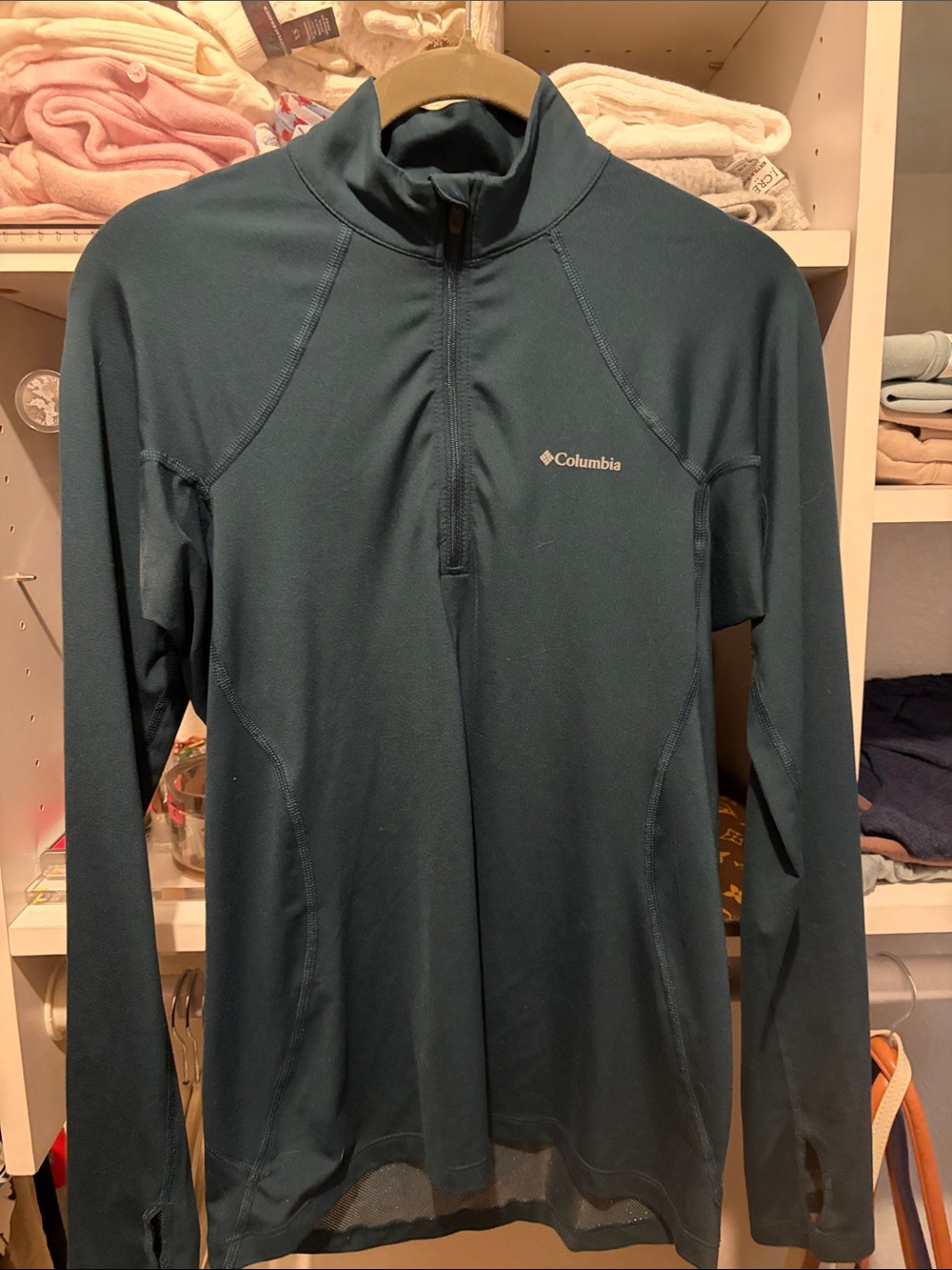 Columbia Teal Half‑Zip Long Sleeve Performance Top